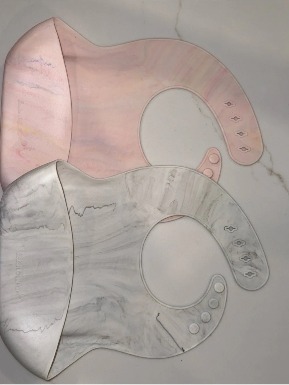 Set of 2 LouLou Lolipop Marble-Style Silicone Catch-All Bibs for Kids